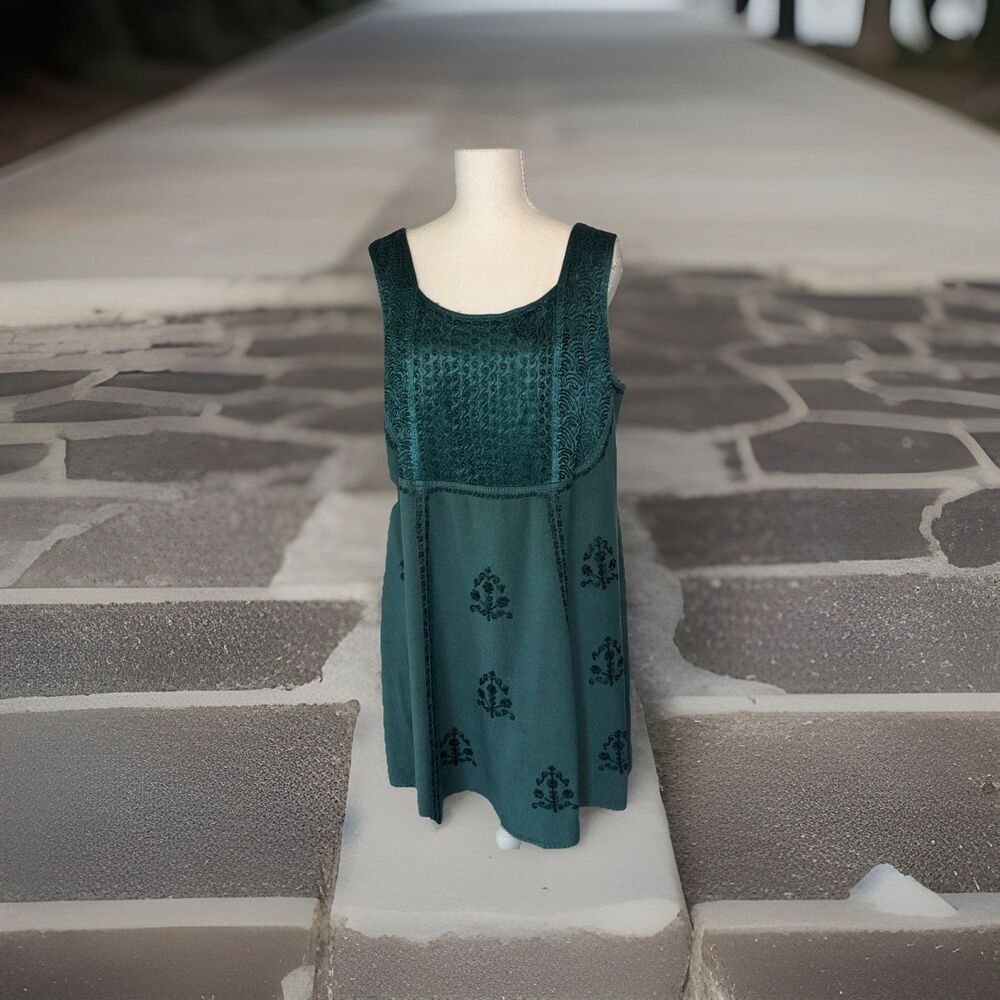 Holy Clothing Green Embroidered Midi Renaissance Whimsy Fairy Cottage XL